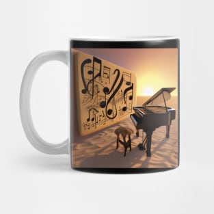 Abstract image of a piano and musical symbols Mug